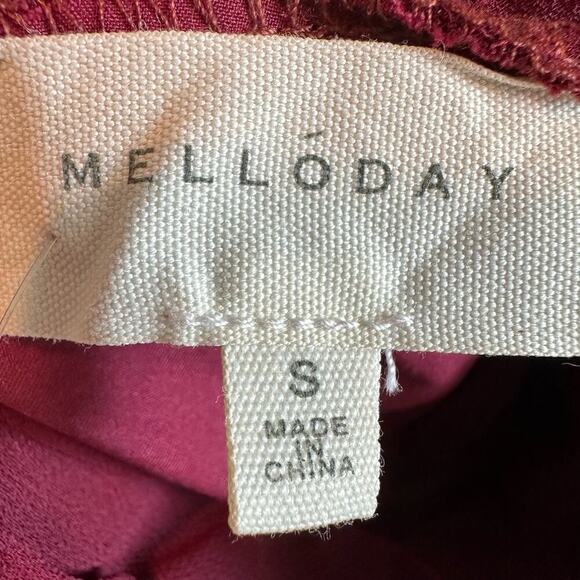 Melloday Mock Neck Ruffle Formal Party Maxi Dress Burgundy Size Small - Picture 5 of 10